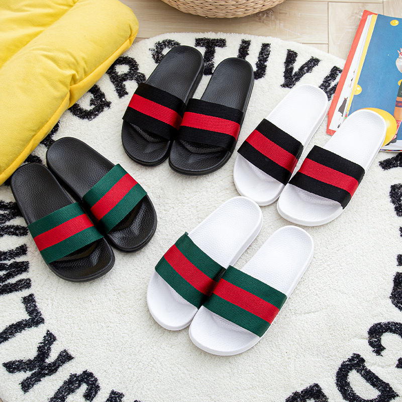Fashion Brand Striped Slippers Summer Home Indoor Bathroom Bath Soft Bottom Home Ribbon outside Couples Sandals Men