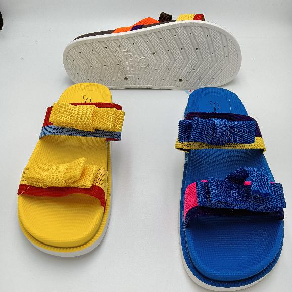 New Summer Thick Bottom Double Strap Flying Woven Surface Bow Outer Wear Ladies&#039; Sandals Waterproof Beach Word Fashion Shoes