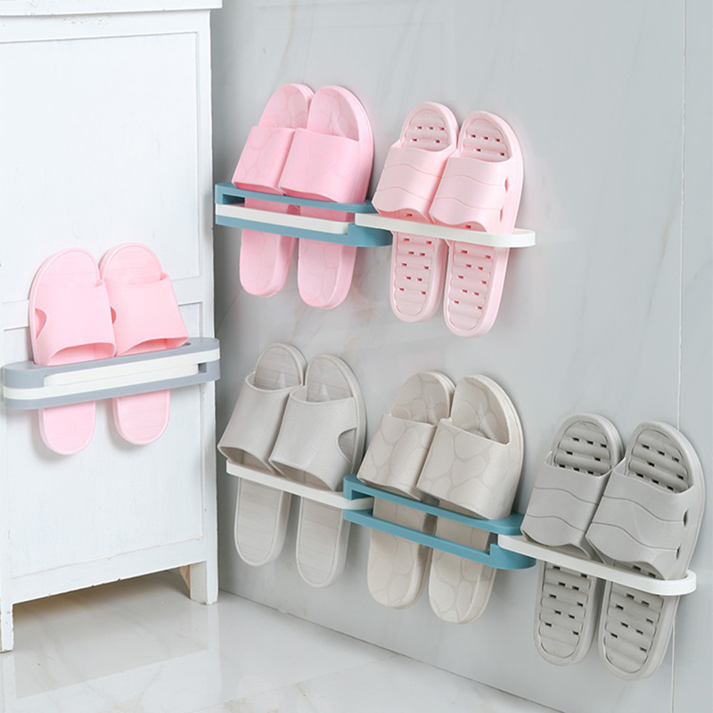 Best-Seller on Douyin Creative Multi-Functional Folding Three-in-One Slipper Rack Bathroom Wall-Mounted Toilet Punch-Free Storage Rack