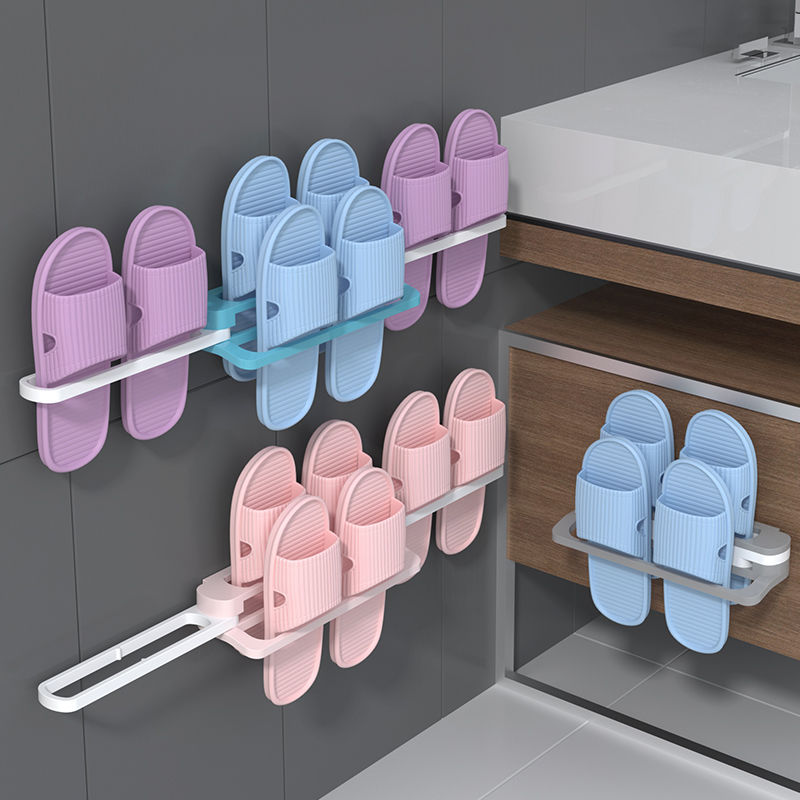 Bathroom Slipper Rack Toilet Rack Punch-Free Wall-Mounted Door Rear Artifact Folding Toilet Storage Rack