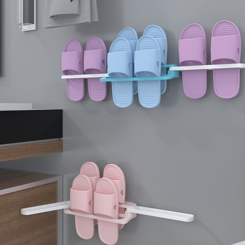 Bathroom Slipper Rack Toilet Rack Punch-Free Wall-Mounted Door Rear Artifact Folding Toilet Storage Rack