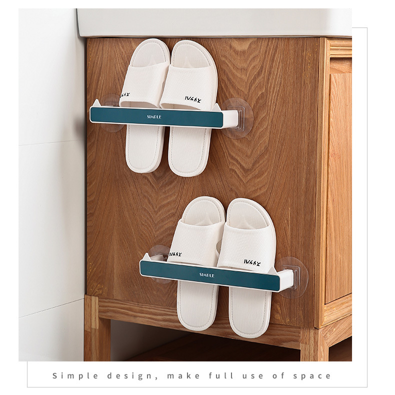 Bathroom Rack Wall-Mounted Student Dormitory Bathroom Punch-Free Bath Towel Rack Washing Household Slipper Rack