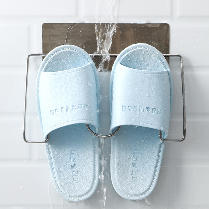 Stainless steel slipper rack bathroom shoe rack household wall hanging non - punch feel back shelf bathroom shoe 