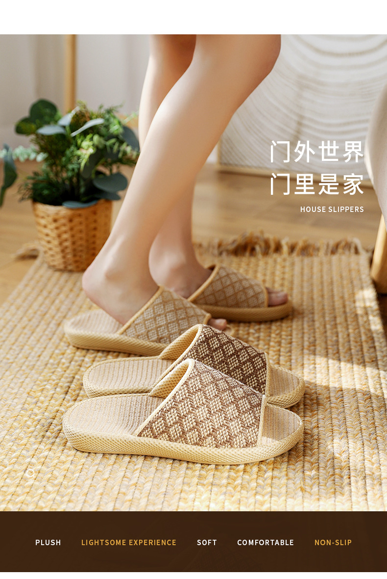 Japanese Style Eva Non-Slip Slipper Indoor Home Linen Slippers Four Seasons Home Cotton Linen Couple Slippers Non-Stinky Feet Japanese Style Eva Non-Slip Slipper Indoor Home Linen Slippers Four Seasons Home Cotton Linen Couple Slippers Non-Stinky Feet