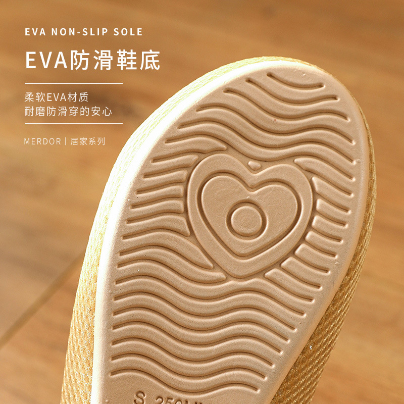 Japanese Style Eva Non-Slip Slipper Indoor Home Linen Slippers Four Seasons Home Cotton Linen Couple Slippers Non-Stinky Feet