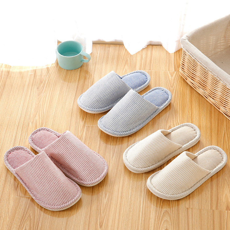 Autumn and Winter Japanese Style Home Linen Couple Indoor Floor Confinement Men and Women Non-Slip Soft Soled Cotton Slipper Wholesale