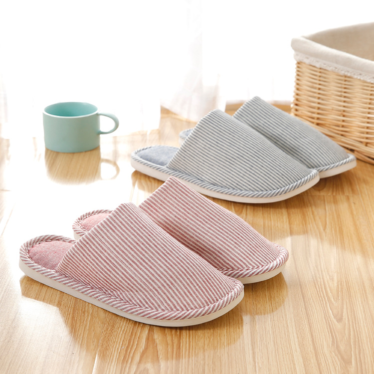 Autumn and Winter Japanese Style Home Linen Couple Indoor Floor Confinement Men and Women Non-Slip Soft Soled Cotton Slipper Wholesale