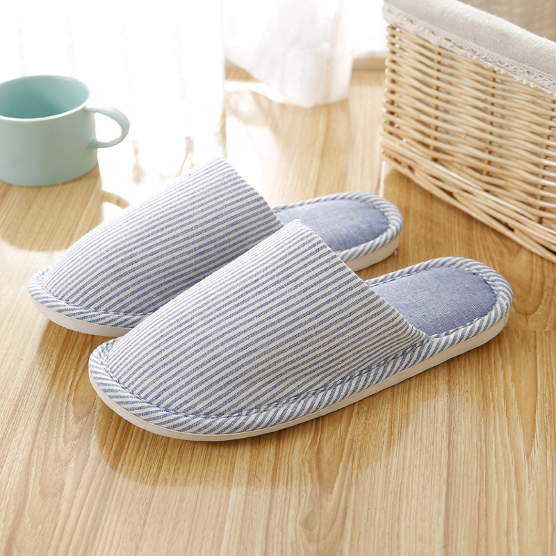 Autumn and Winter Japanese Style Home Linen Couple Indoor Floor Confinement Men and Women Non-Slip Soft Soled Cotton Slipper Wholesale