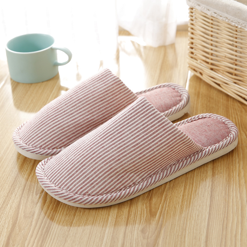 Autumn and Winter Japanese Style Home Linen Couple Indoor Floor Confinement Men and Women Non-Slip Soft Soled Cotton Slipper Wholesale