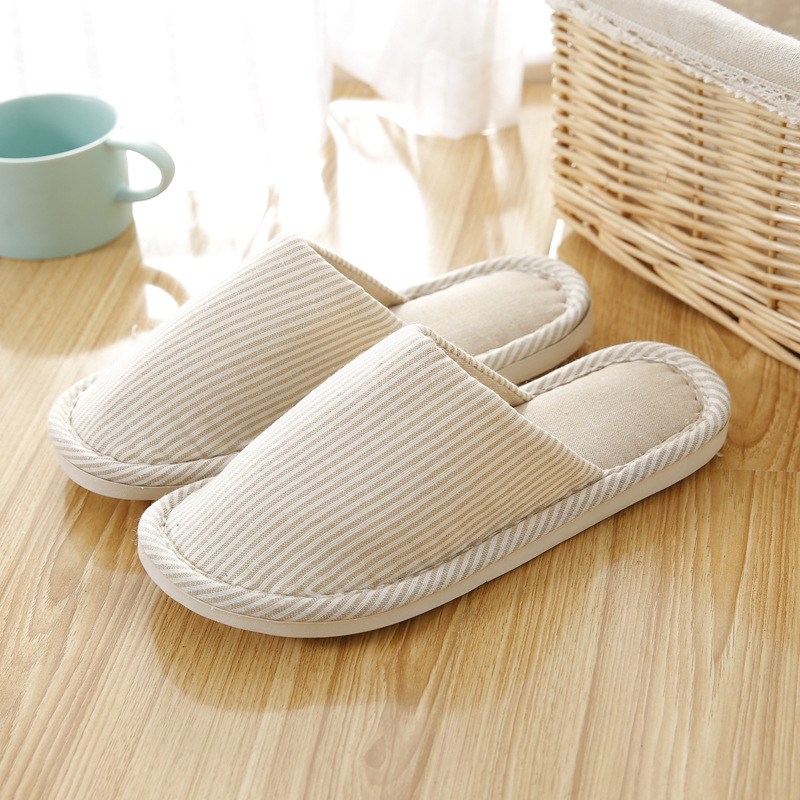 Autumn and Winter Japanese Style Home Linen Couple Indoor Floor Confinement Men and Women Non-Slip Soft Soled Cotton Slipper Wholesale