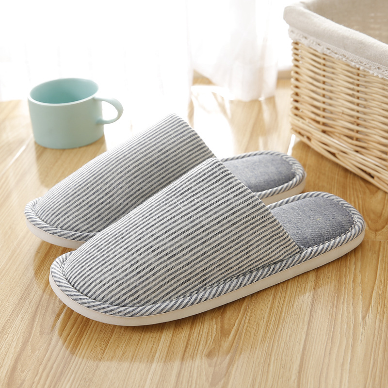 Autumn and Winter Japanese Style Home Linen Couple Indoor Floor Confinement Men and Women Non-Slip Soft Soled Cotton Slipper Wholesale