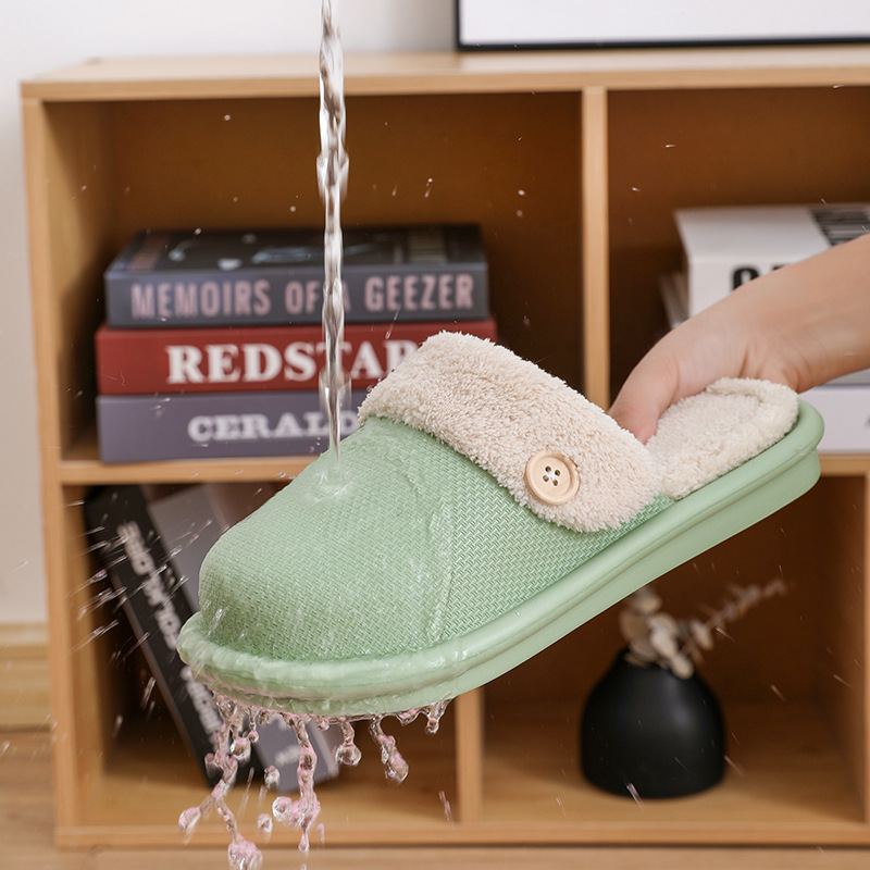 2021 New Style Drooping Home Slippers Women&#039;s Outdoor Indoor Bathroom Non-Slip Soft Soled Cotton Slipper Winter Home Men