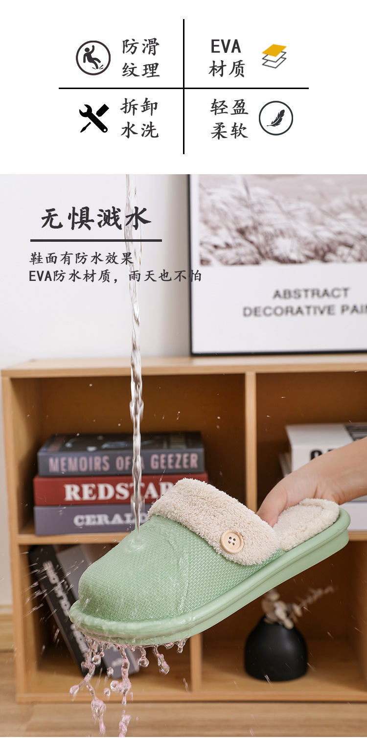 2021 New Style Drooping Home Slippers Women's Outdoor Indoor Bathroom Non-Slip Soft Soled Cotton Slipper Winter Home Men