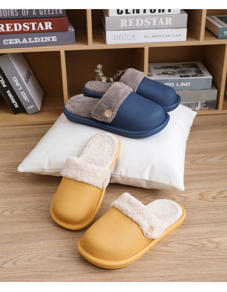 2021 New Style Drooping Home Slippers Women's Outdoor Indoor Bathroom Non-Slip Soft Soled Cotton Slipper Winter Home Men