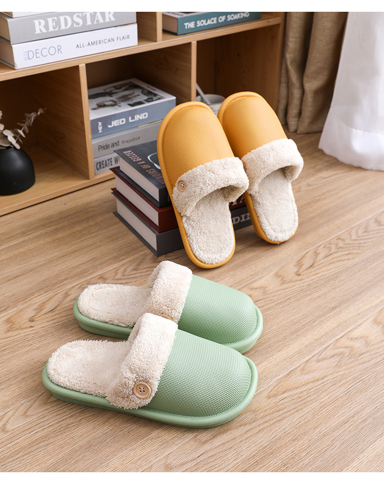 2021 New Style Drooping Home Slippers Women's Outdoor Indoor Bathroom Non-Slip Soft Soled Cotton Slipper Winter Home Men