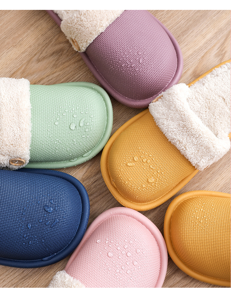 2021 New Style Drooping Home Slippers Women's Outdoor Indoor Bathroom Non-Slip Soft Soled Cotton Slipper Winter Home Men