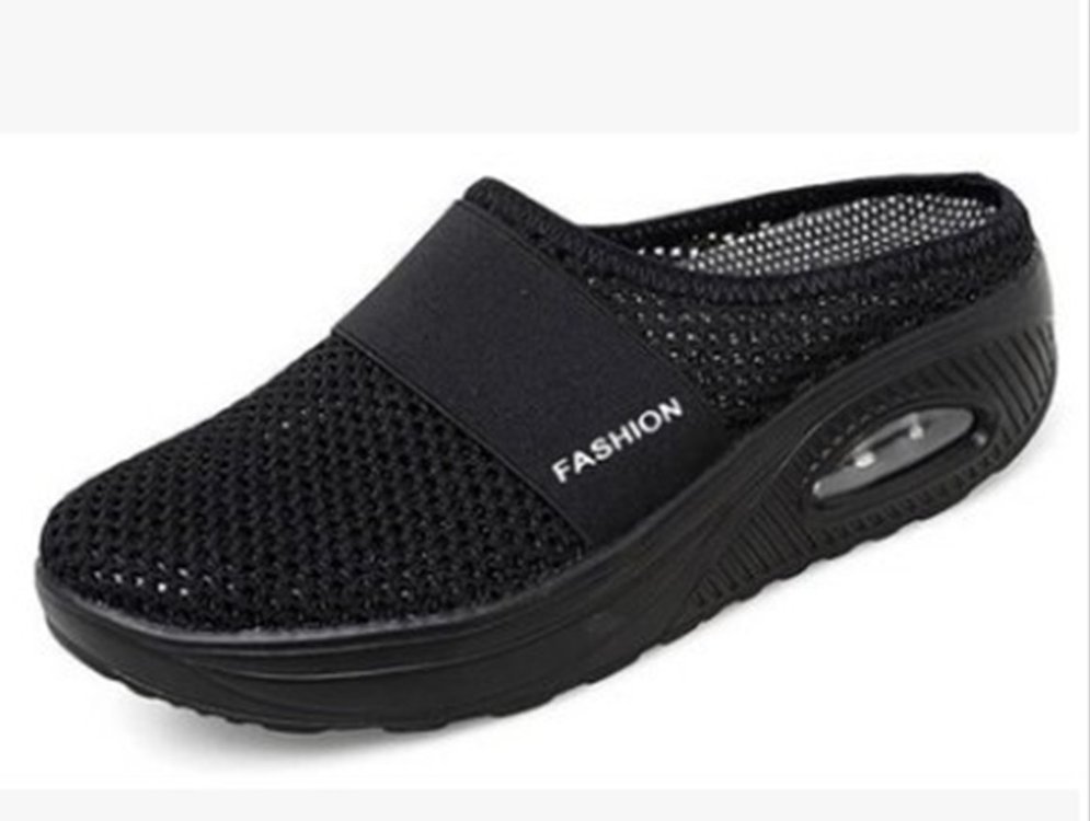 Foreign Trade Large Size Heel-Free Slip-on Ladies' Lazy Platform Air Cushion Hollow Mesh Surface Breathable Closed Toe Semi Slipper Women's Shoes Foreign Trade Large Size Heel-Free Slip-on Ladies' Lazy Platform Air Cushion Hollow Mesh Surface Breathable Closed Toe Semi Slipper Women's Shoes