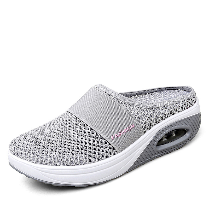 Foreign Trade Large Size Heel-Free Slip-on Ladies' Lazy Platform Air Cushion Hollow Mesh Surface Breathable Closed Toe Semi Slipper Women's Shoes Foreign Trade Large Size Heel-Free Slip-on Ladies' Lazy Platform Air Cushion Hollow Mesh Surface Breathable Closed Toe Semi Slipper Women's Shoes