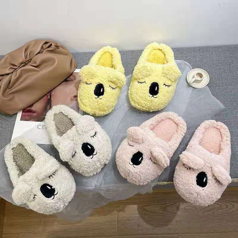 Cute Cartoon Ankle Boot Women&#039;s Outer Wear 2021autumn and Winter New Closed Toe Cotton Slippers Women&#039;s Soft Bottom Home Fur Slipper