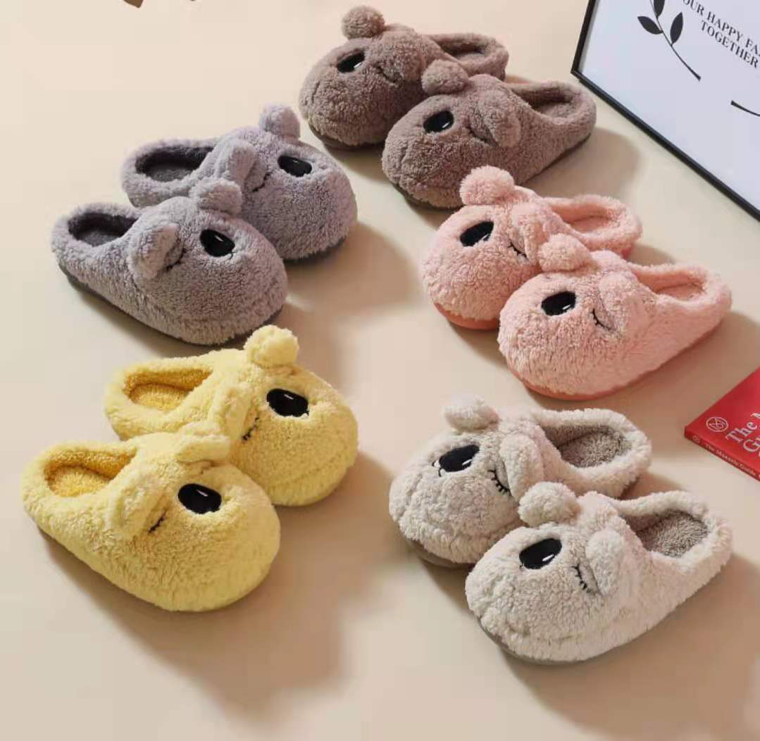 Cute Cartoon Ankle Boot Women's Outer Wear 2021autumn and Winter New Closed Toe Cotton Slippers Women's Soft Bottom Home Fur Slipper