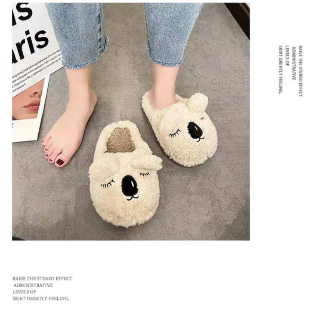 Cute Cartoon Ankle Boot Women's Outer Wear 2021autumn and Winter New Closed Toe Cotton Slippers Women's Soft Bottom Home Fur Slipper