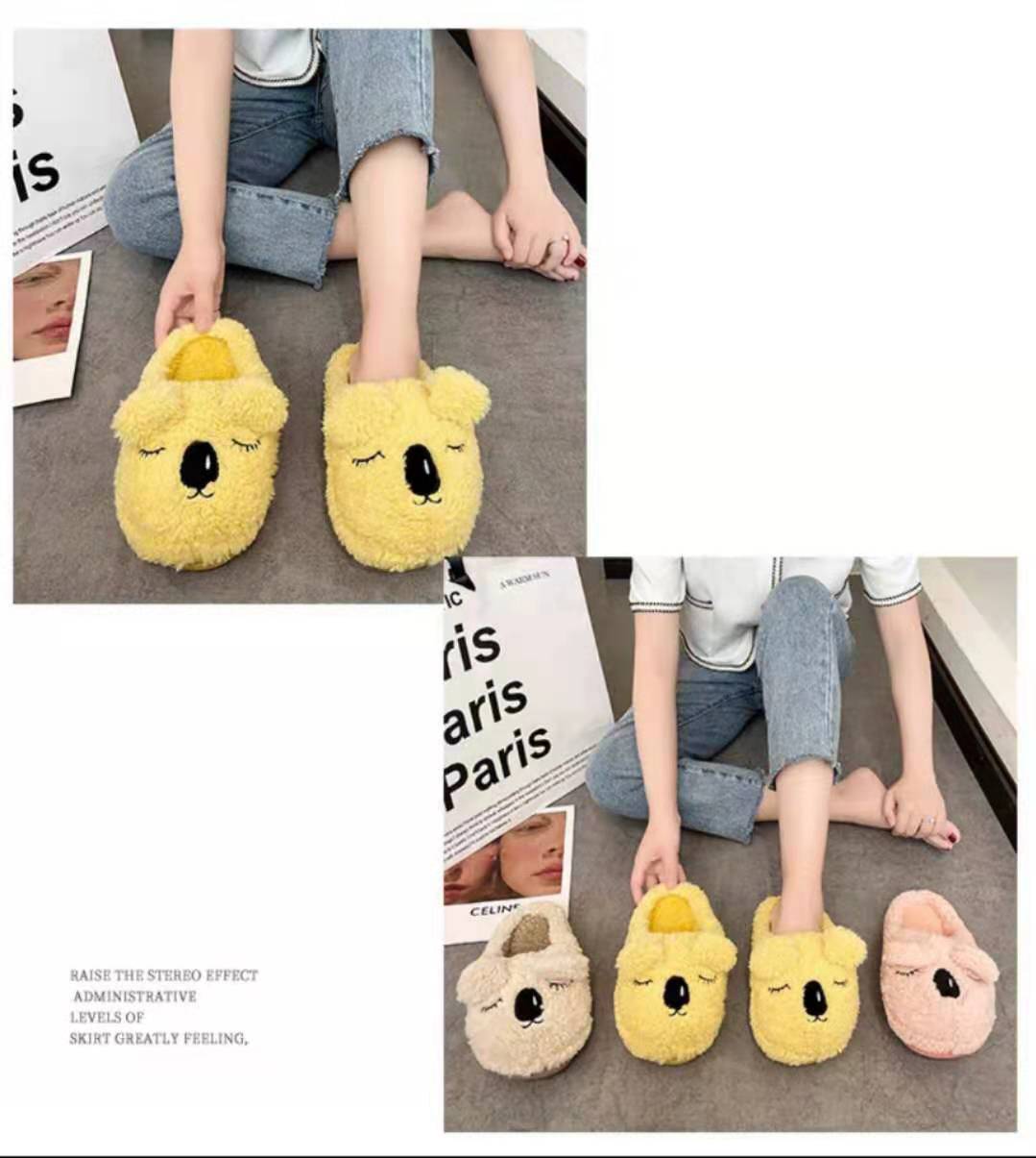 Cute Cartoon Ankle Boot Women's Outer Wear 2021autumn and Winter New Closed Toe Cotton Slippers Women's Soft Bottom Home Fur Slipper