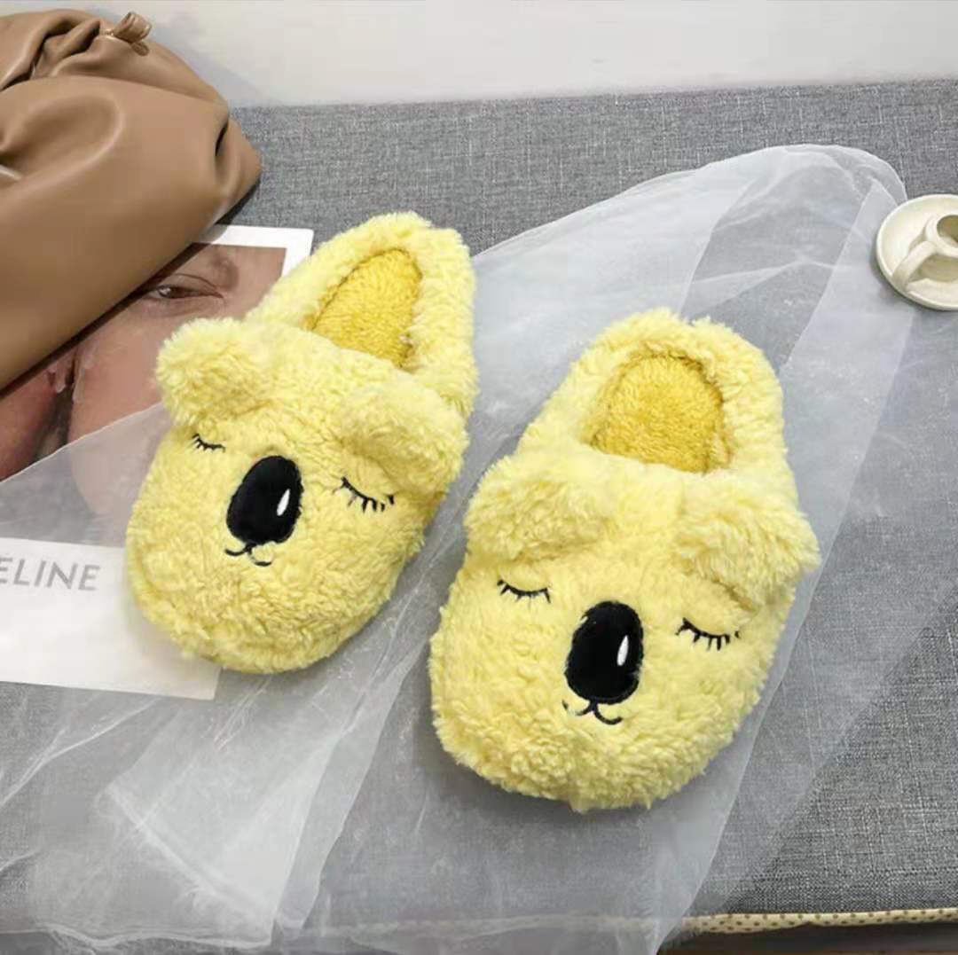 Cute Cartoon Ankle Boot Women's Outer Wear 2021autumn and Winter New Closed Toe Cotton Slippers Women's Soft Bottom Home Fur Slipper