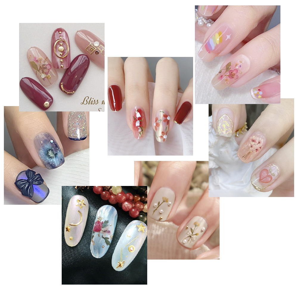 Cross-Border Hot Nail Ornament Wholesale 12 Colors Starry Sky Little Daisy Lace Preserved Fresh Flower Real Flower Nail Beauty Dried Flowers
