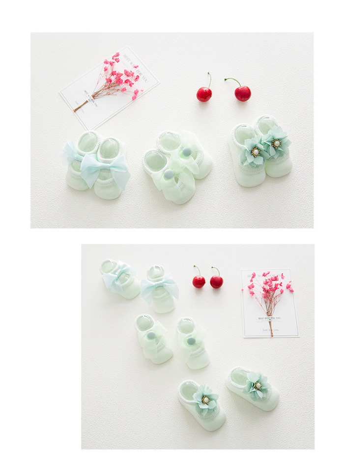 Thin cotton hollowed-out flower hole hosiery baby child baby flooring socks lace bow-tie child socks Thin cotton hollowed-out flower hole hosiery baby child baby flooring socks lace bow-tie child socks