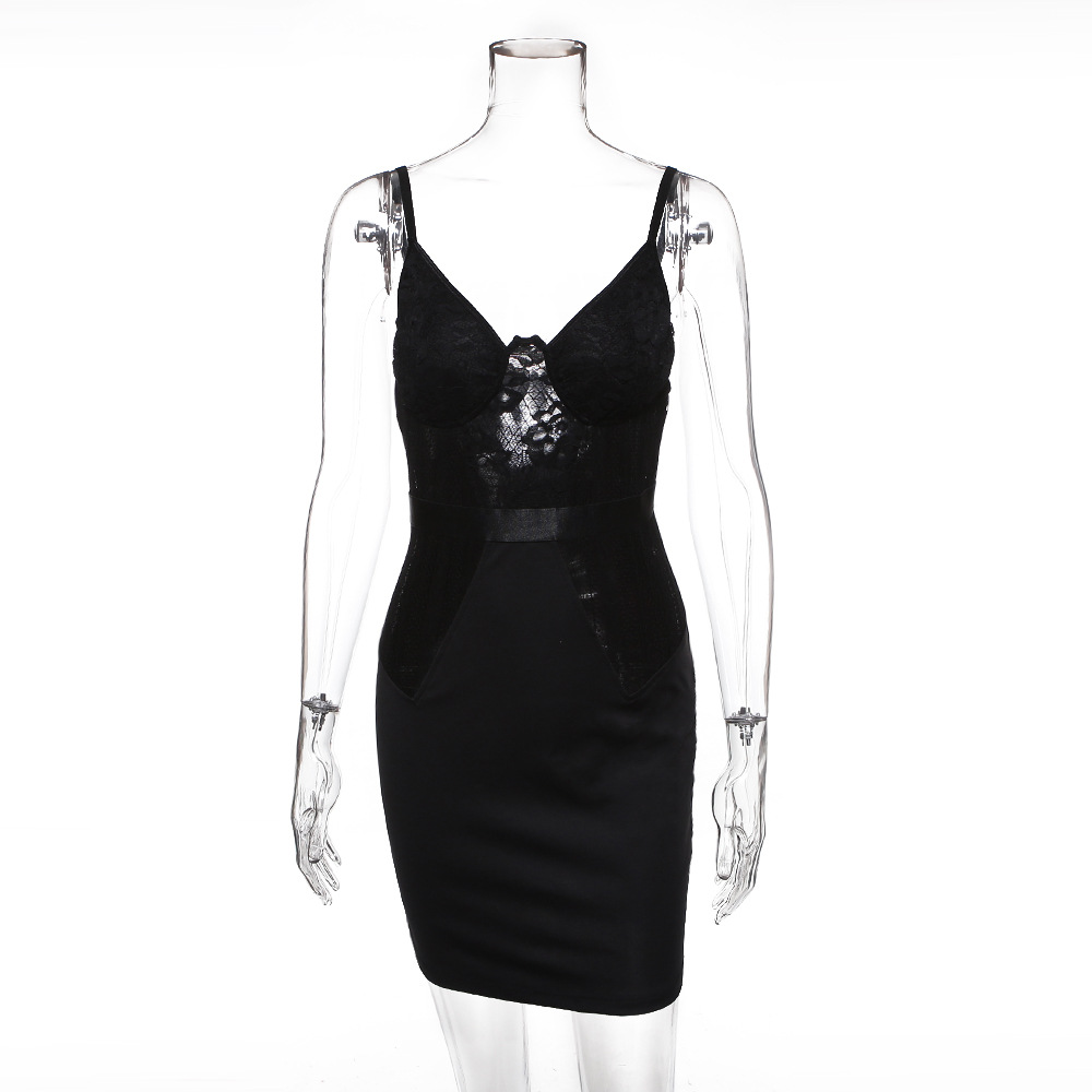 Sexy lingerie Underwear Hot Women's Clothing Sexy Lace Stitching See-through Flower Cutout Hip Skirt Body Shaping Dress