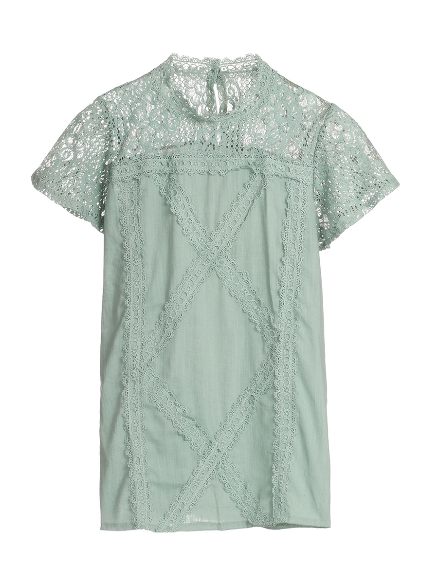 Summer 2020 hot style casual flower hollow-out lace lace short sleeve round neck short sleeve T-shirt