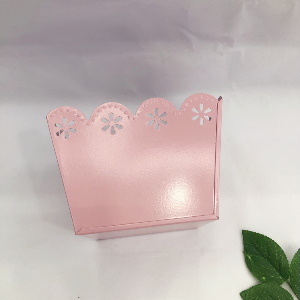 Factory Supply Candy Color Lace Square Iron Bucket Desktop Plant Flower Pot Vase Domestic Ornaments Factory Supply Candy Color Lace Square Iron Bucket Desktop Plant Flower Pot Vase Domestic Ornaments