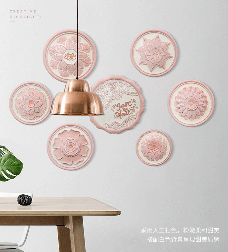 European-Style Lace Flower Wall Hanging Resin Crafts Creative Living Room Home Decoration Wall Disc Hanging Decoration Matching European-Style Lace Flower Wall Hanging Resin Crafts Creative Living Room Home Decoration Wall Disc Hanging Decoration Matching
