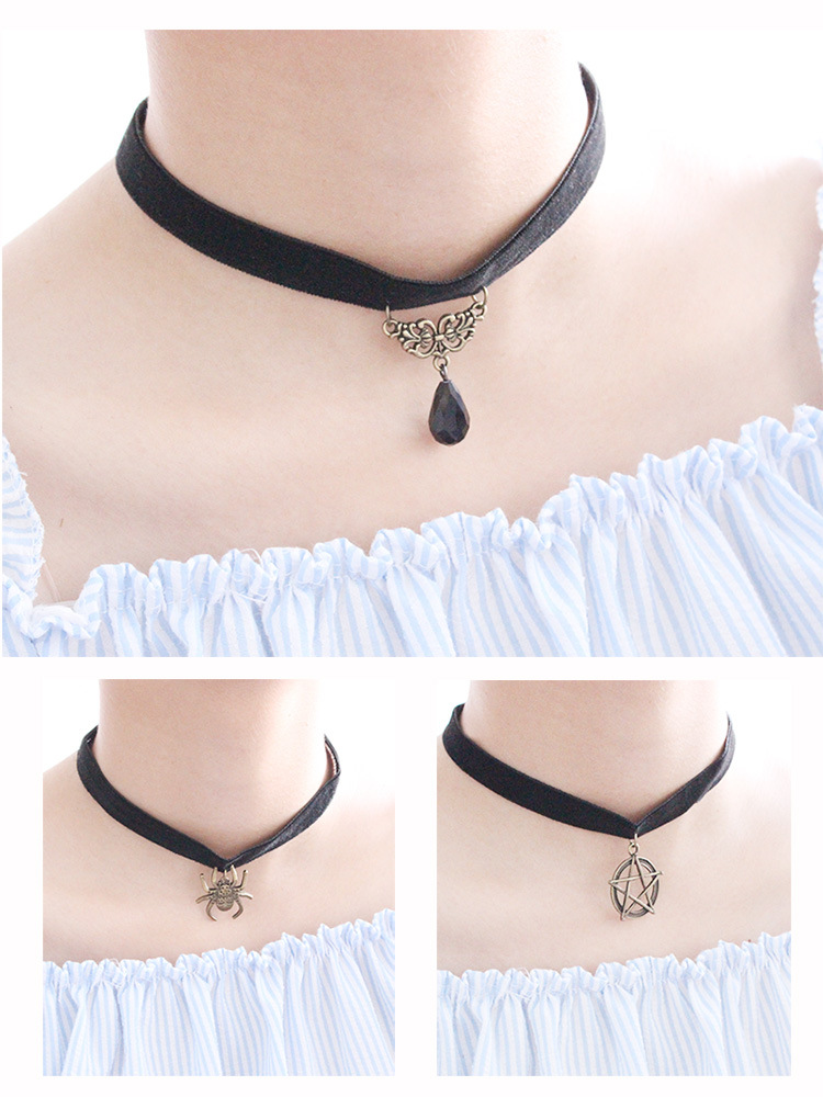 Harajuku Retro Velvet Band Necklace Loli Lace Flower Neckband Necklet Women's Short Clavicle Chain Necklace Wholesale Harajuku Retro Velvet Band Necklace Loli Lace Flower Neckband Necklet Women's Short Clavicle Chain Necklace Wholesale