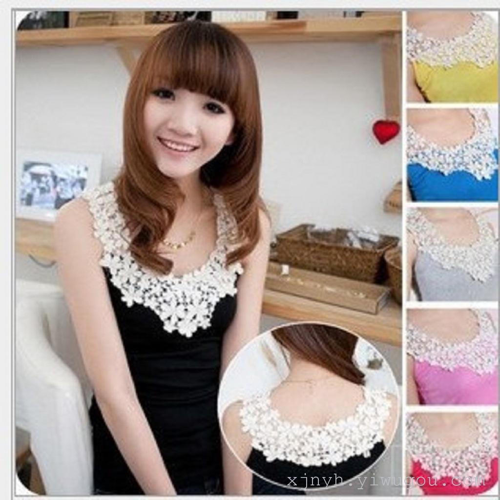 Lady chrysanthemum petals lace hook flower hollow small vest harness vest wholesale base