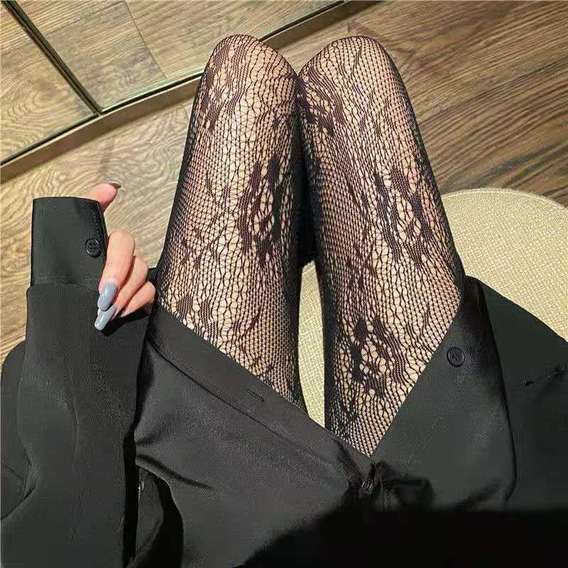 Women&#039;s Stockings Autumn and Winter Black Flower Sexy Snagging Resistant Pantyhose Versatile Korean Style Mesh Stockings Lace Leg-Shaping Socks Fashion