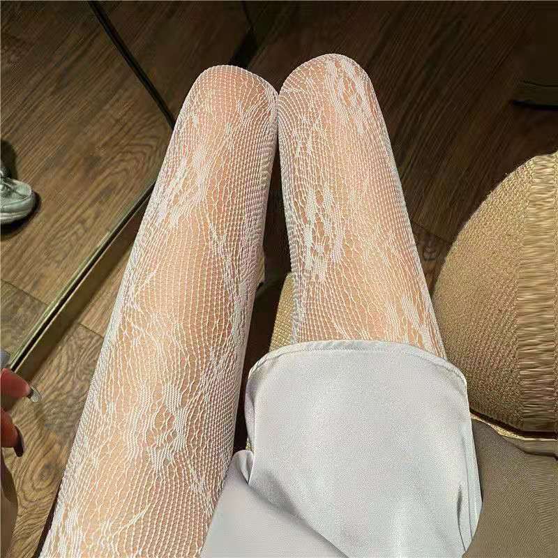 Women&#039;s Stockings Autumn and Winter Black Flower Sexy Snagging Resistant Pantyhose Versatile Korean Style Mesh Stockings Lace Leg-Shaping Socks Fashion