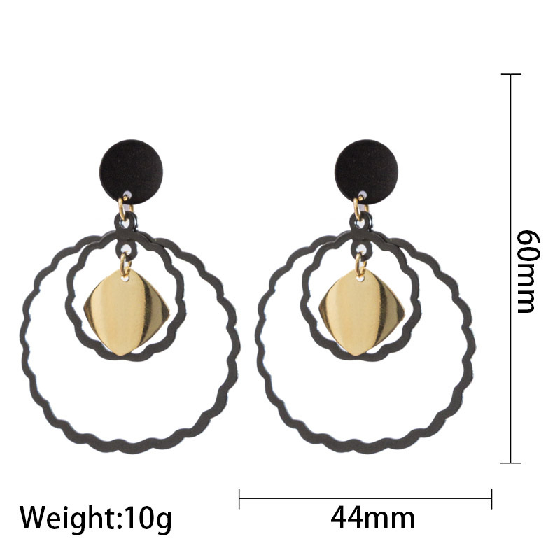 Metal Irregular Geometric Earrings Black Gold Hollow Lace Earrings Vintage Flower Earrings Temperamental Cold Style