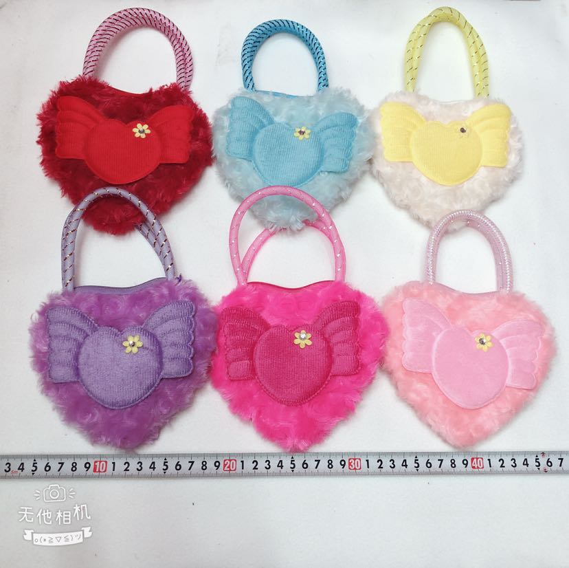 Plush toy plush satchel love wool satchel gold thread hand satchel