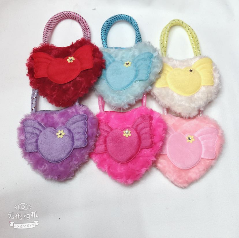 Plush toy plush satchel love wool satchel gold thread hand satchel