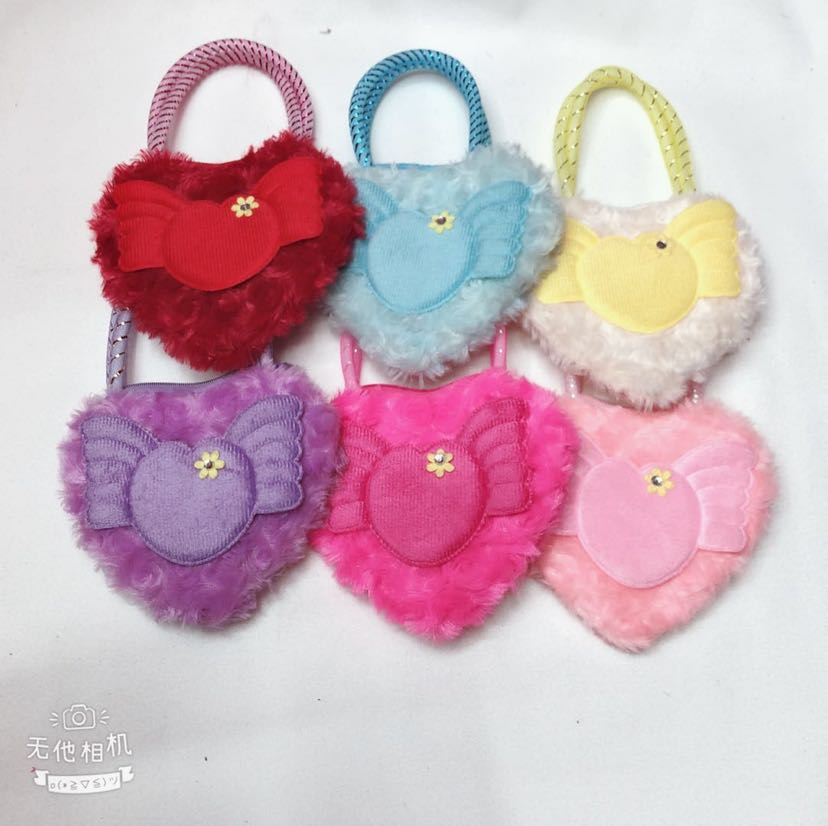 Plush toy plush satchel love wool satchel gold thread hand satchel