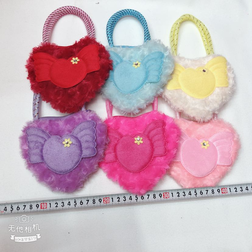 Plush toy plush satchel love wool satchel gold thread hand satchel