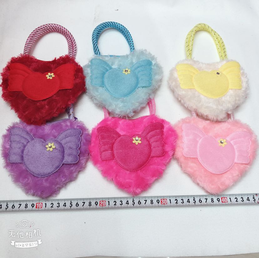 Plush toy plush satchel love wool satchel gold thread hand satchel