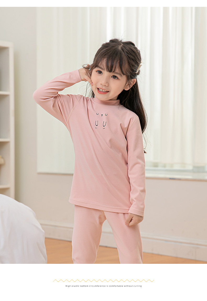 Children's Thread Thermal Underwear Set Girls' Traceless Thermal Long-Sleeved Long John Base Pajamas Double-Sided Warm Soft Wool Children's Thread Thermal Underwear Set Girls' Traceless Thermal Long-Sleeved Long John Base Pajamas Double-Sided Warm Soft Wool