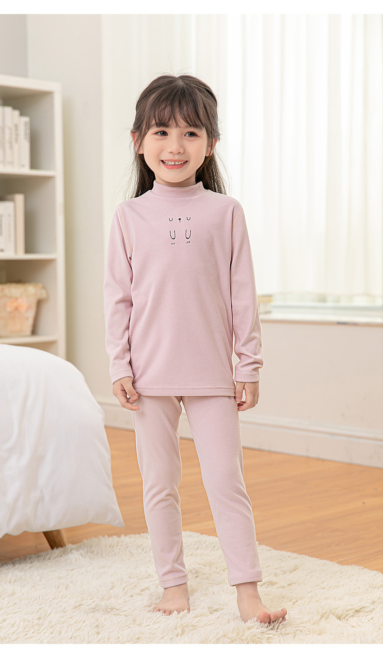 Children's Thread Thermal Underwear Set Girls' Traceless Thermal Long-Sleeved Long John Base Pajamas Double-Sided Warm Soft Wool Children's Thread Thermal Underwear Set Girls' Traceless Thermal Long-Sleeved Long John Base Pajamas Double-Sided Warm Soft Wool