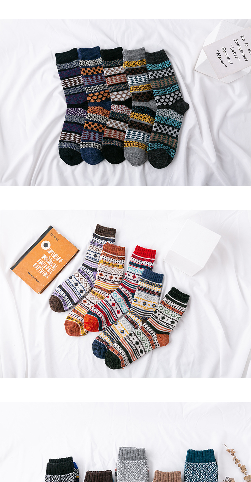 Amazon Cross-Border Foreign Trade Socks Men's Thickened Angora Wool Socks Thick Thread Ethnic Style Tube Socks AliExpress