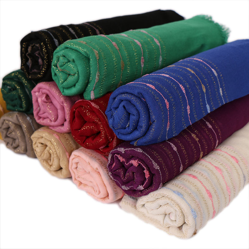 Foreign Trade Popular Style Gold Thread Wool Tassel Scarf Autumn and Winter Pure Cotton Fashion Atmospheric Embroidery Scarf VS090