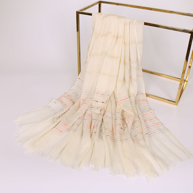 Foreign Trade Popular Style Gold Thread Wool Tassel Scarf Autumn and Winter Pure Cotton Fashion Atmospheric Embroidery Scarf VS090 Foreign Trade Popular Style Gold Thread Wool Tassel Scarf Autumn and Winter Pure Cotton Fashion Atmospheric Embroidery Scarf VS090