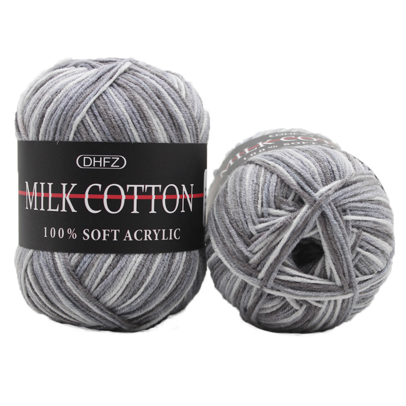 Three-Strand Dyed Gradient Milk Cotton Wool Handmade DIY Crochet Medium Thickness Baby Thread Baby Child Thread Factory Wholesale