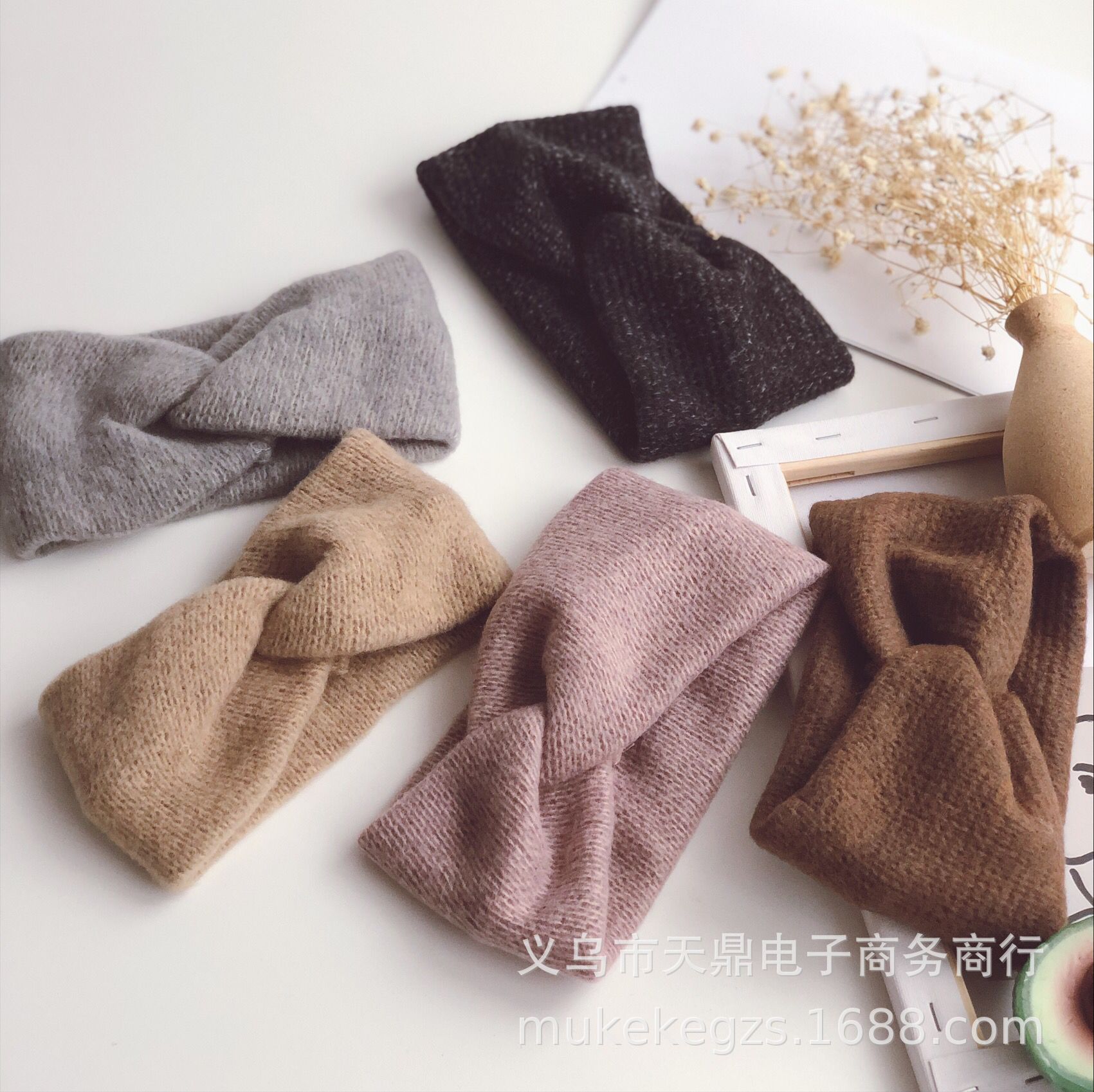 Autumn and Winter Personalized All-Match Children&#039;s Knitted Hair Band Colored Thread Cross Type Simple Baby Wool Hair Accessories Headband
